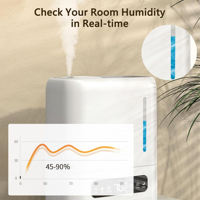 TDOO Smart Cool Mist Humidifiers, Diffuser for Essential Oils,Quiet Ultrasonic Humidifier for Bedroom Whisper with Humidistat, Timer,remote control,for Large Home,Baby Room,Easy to Clean and fill - Image 4