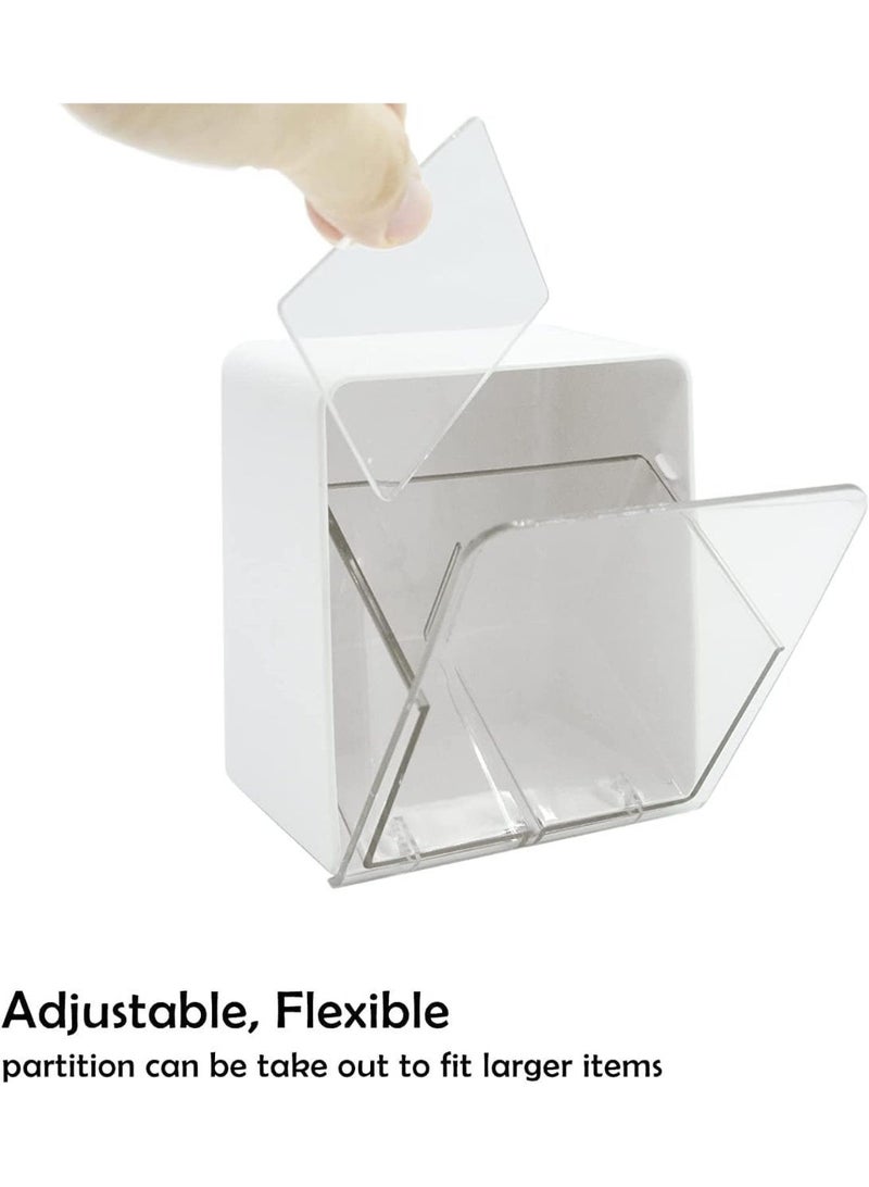 ChicAbode حامل موزع لكرة القطن, مسحة القطن, القطن مستدير الوسائد, خيوط, موزع حاوية مربع مع 2 المقصورات, حمام الغرور طاولة تخزين المنظم, أبيض - Image 3