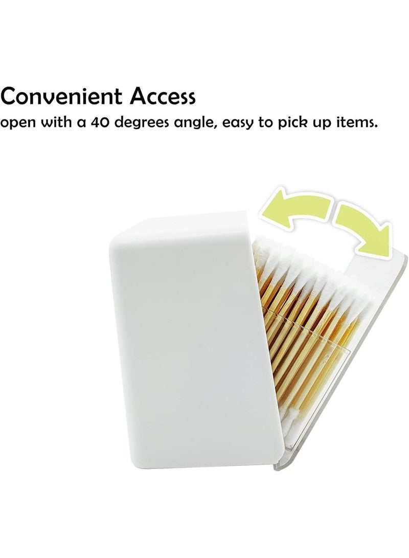 ChicAbode حامل موزع لكرة القطن, مسحة القطن, القطن مستدير الوسائد, خيوط, موزع حاوية مربع مع 2 المقصورات, حمام الغرور طاولة تخزين المنظم, أبيض - Image 5