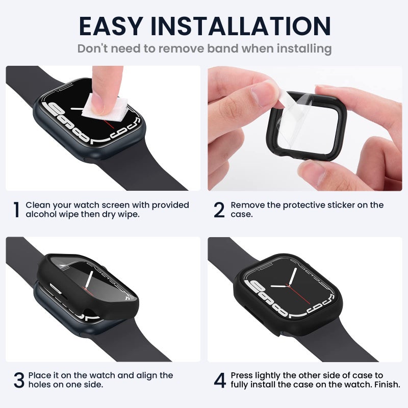 PC Screen Protector Case: 40mm 41mm 44mm Full Coverage Scratch Resistant - Precise Button Access Anti-Dust Protective Cover for Apple Watch 4th Generation Smart Watches - Image 4