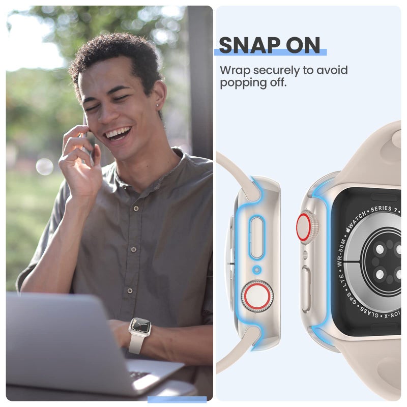 PC Screen Protector Case: 40mm 41mm 44mm Full Coverage Scratch Resistant - Precise Button Access Anti-Dust Protective Cover for Apple Watch 4th Generation Smart Watches - Image 2