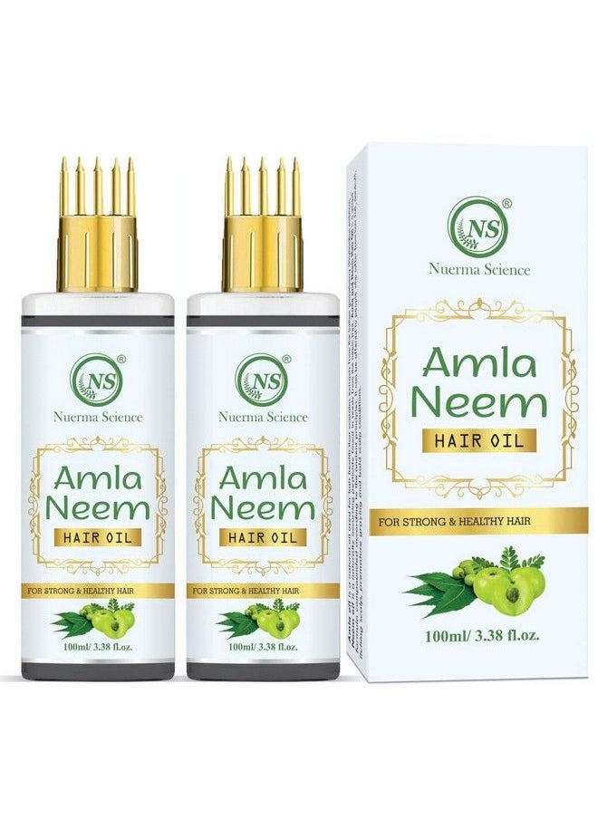 Nuerma Science - Amla Neem Hair Oil With Comb Applicator For More Deep Nourishment Hair/Scalp & Strong Healthy Hair(100 Ml Each Pack Of 2) 200 Ml - Image 1
