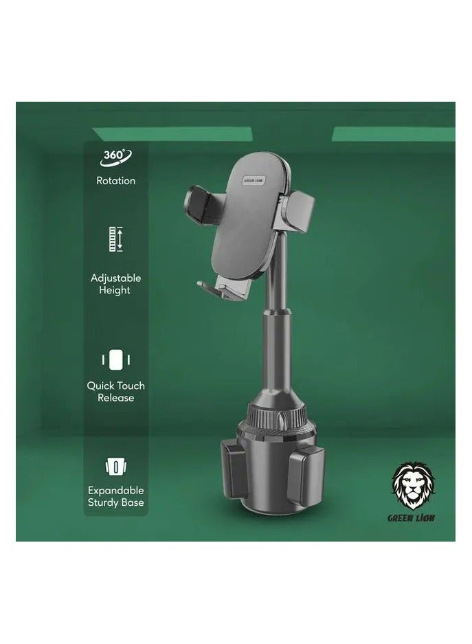 Green Lion 360° Car Cup Holder Phone Mount - Black - Image 4