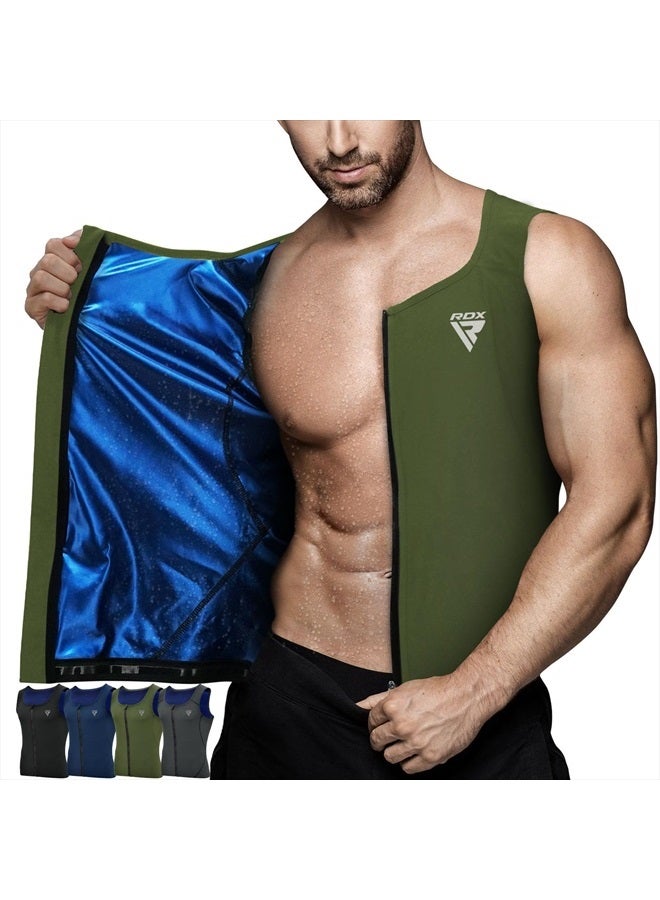 Rdx Men Sauna Vest, Sweat Workout Shirt, Waist Trainer, Corset, Compression Body Shaper Zipper and Seamless - Image 1