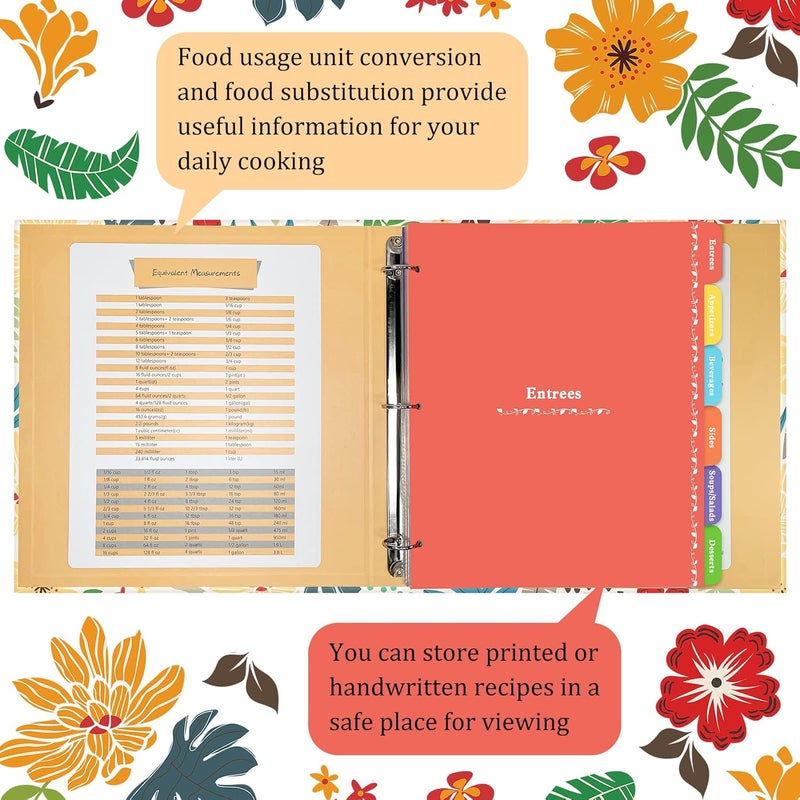 SUPMIND Recipe Binder 8.5" x 11" 3 Ring Full Page-Make Your Own Cookbook Binder with Plastic Page Protectors, Color Printing Paper and Full Page Dividers for Family Recipes. - Image 4