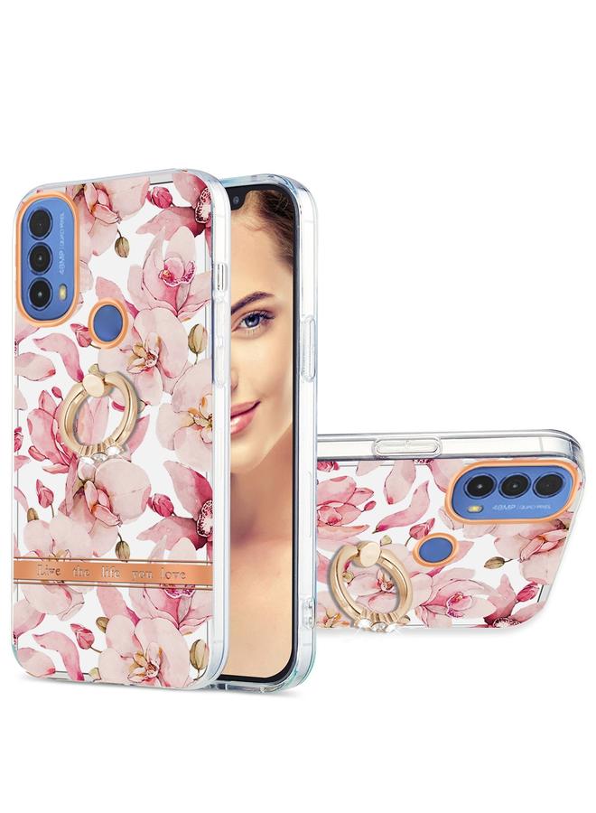 اس-توب جراب لهاتف Motorola Moto E20 / E30 / E40 جراب هاتف TPU بحلقة زهور IMD - Image 1