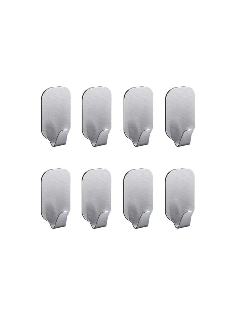 PROMASS 3M Adhesive Heavy Duty Wall Hooks Stainless Steel Ultra Strong (Pack Of 8)  - Image 1