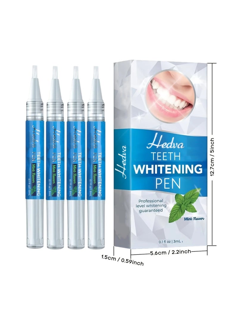 HEDVA WHITENING TEETH 4pcs, 3Ml/0.1Fl Oz Mint Flavor Teeth Whitening Gel Pen, Bright White Teeth Whitening Pen, Portable And Easy to Use Teeth Whitening Pen - Image 1