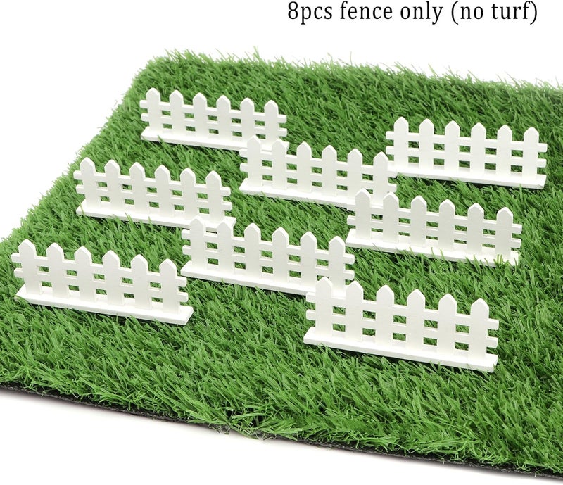 Cutemini Dollhouse Fairy Garden Fence 8PCS Miniature Wood Fences Dollhouse Village Landscape Accessories Wooden Decorative White Picket Landscap Fence (White) - Image 2