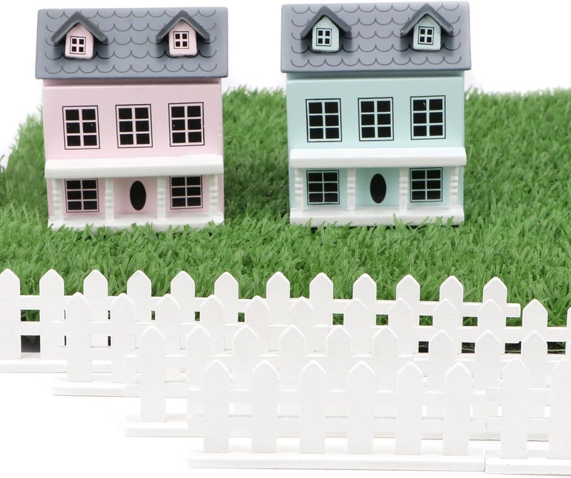 Cutemini Dollhouse Fairy Garden Fence 8PCS Miniature Wood Fences Dollhouse Village Landscape Accessories Wooden Decorative White Picket Landscap Fence (White) - Image 4