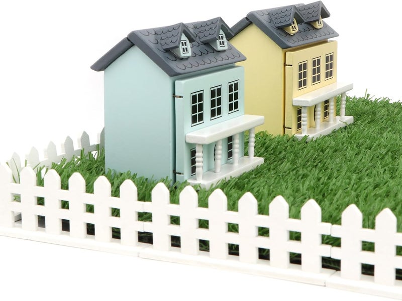 Cutemini Dollhouse Fairy Garden Fence 8PCS Miniature Wood Fences Dollhouse Village Landscape Accessories Wooden Decorative White Picket Landscap Fence (White) - Image 3