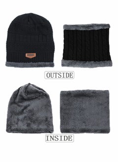 SYOSI Kids Beanie Hat Scarf Set, 2 Pcs Knit Winter Warm Set for Toddler Boys Girls for 1-6 Years Old Kids Winter Beanie Hat Scarf Set with Knit Thick Warm Fleece Lined Black  - Image 2