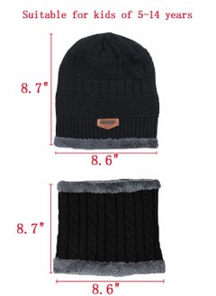 SYOSI Kids Beanie Hat Scarf Set, 2 Pcs Knit Winter Warm Set for Toddler Boys Girls for 1-6 Years Old Kids Winter Beanie Hat Scarf Set with Knit Thick Warm Fleece Lined Black  - Image 5
