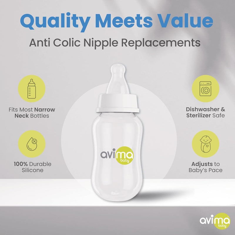 Avima Baby Anti Colic Nipples for Standard Neck Bottles Silicone Breast Like Nipples  6 to 9 Months Fast Flow Level 3 Pack of 6 - Image 5