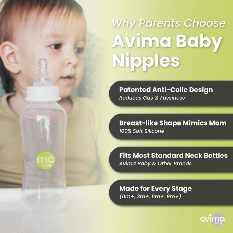 Avima Baby Anti Colic Nipples for Standard Neck Bottles Silicone Breast Like Nipples  6 to 9 Months Fast Flow Level 3 Pack of 6 - Image 2