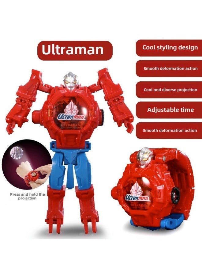 Celo Ultraman Watch Children's Version Boy's Luminous Projection Deformation Toy Kindergarten Primary School Student Gift In Stock-Color:Oubu Ultraman ] - Image 1