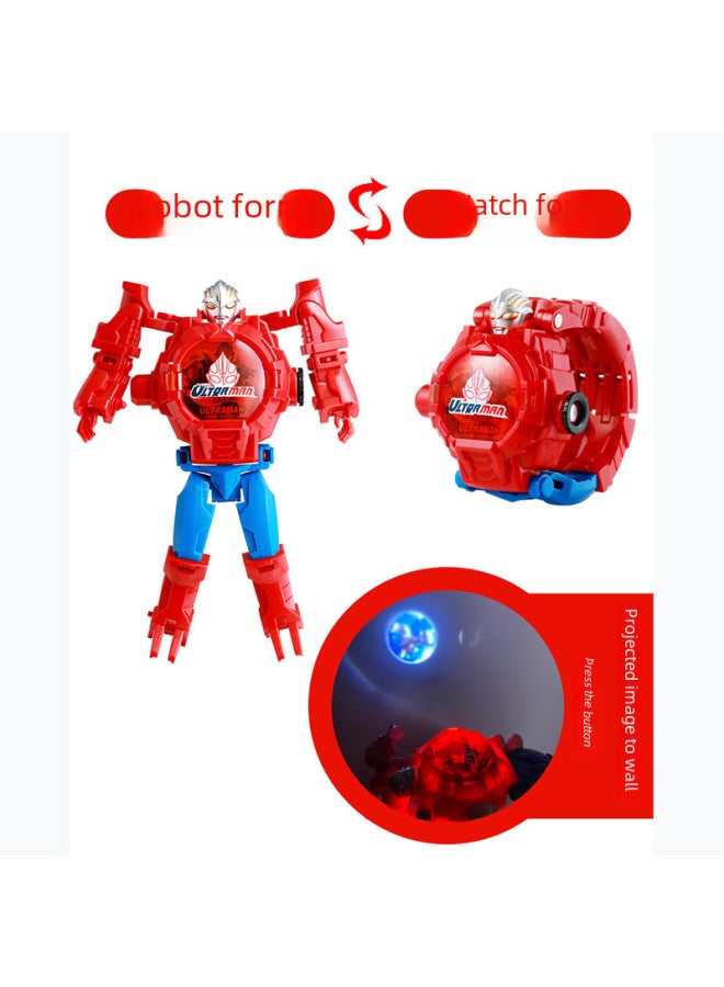 Celo Ultraman Watch Children's Version Boy's Luminous Projection Deformation Toy Kindergarten Primary School Student Gift In Stock-Color:Oubu Ultraman ] - Image 4