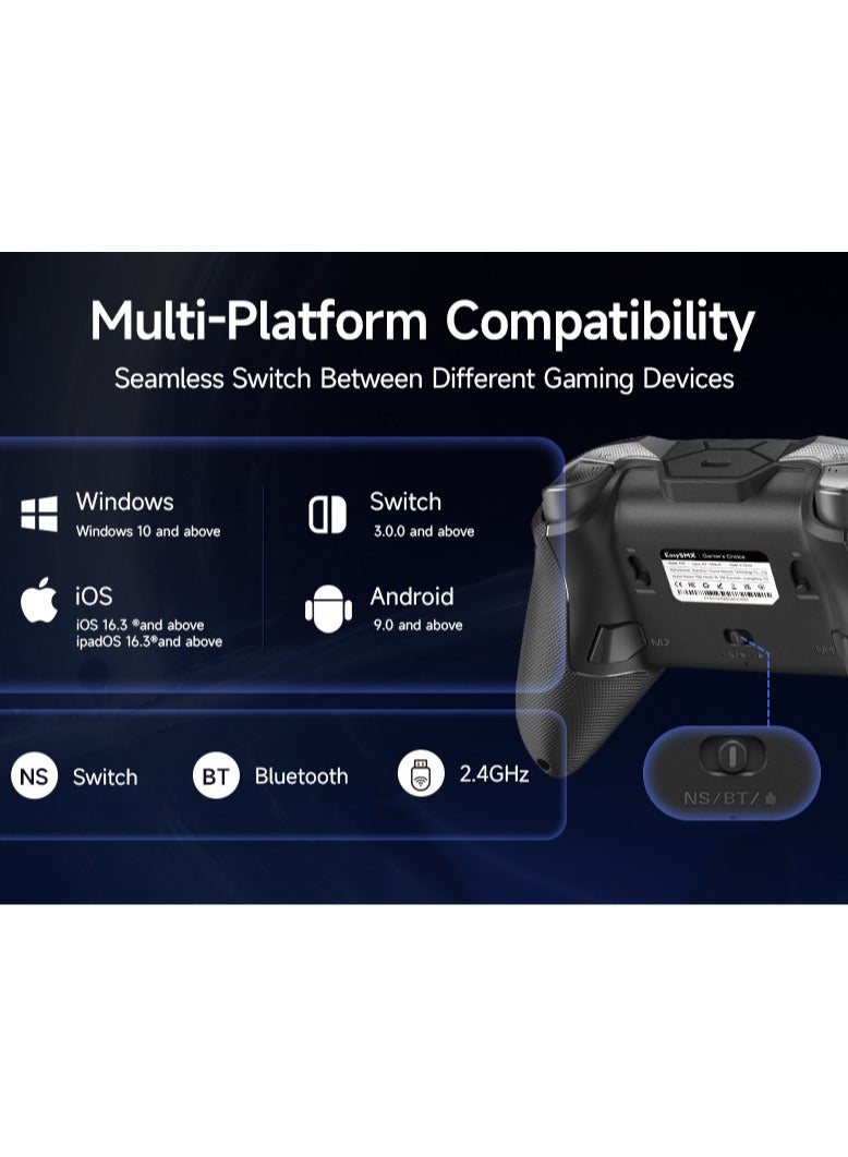 general Professional Gamepad EasySMX D10 Wireless Gaming Controller for PC/Steam/iPhone/Android/Switch with TMR Joysticks Dual-Mode Triggers Mechanical Keys 1000Hz Polling, RGB Lights 1000mAh Battery with Intelligent Charging Dock - Image 3