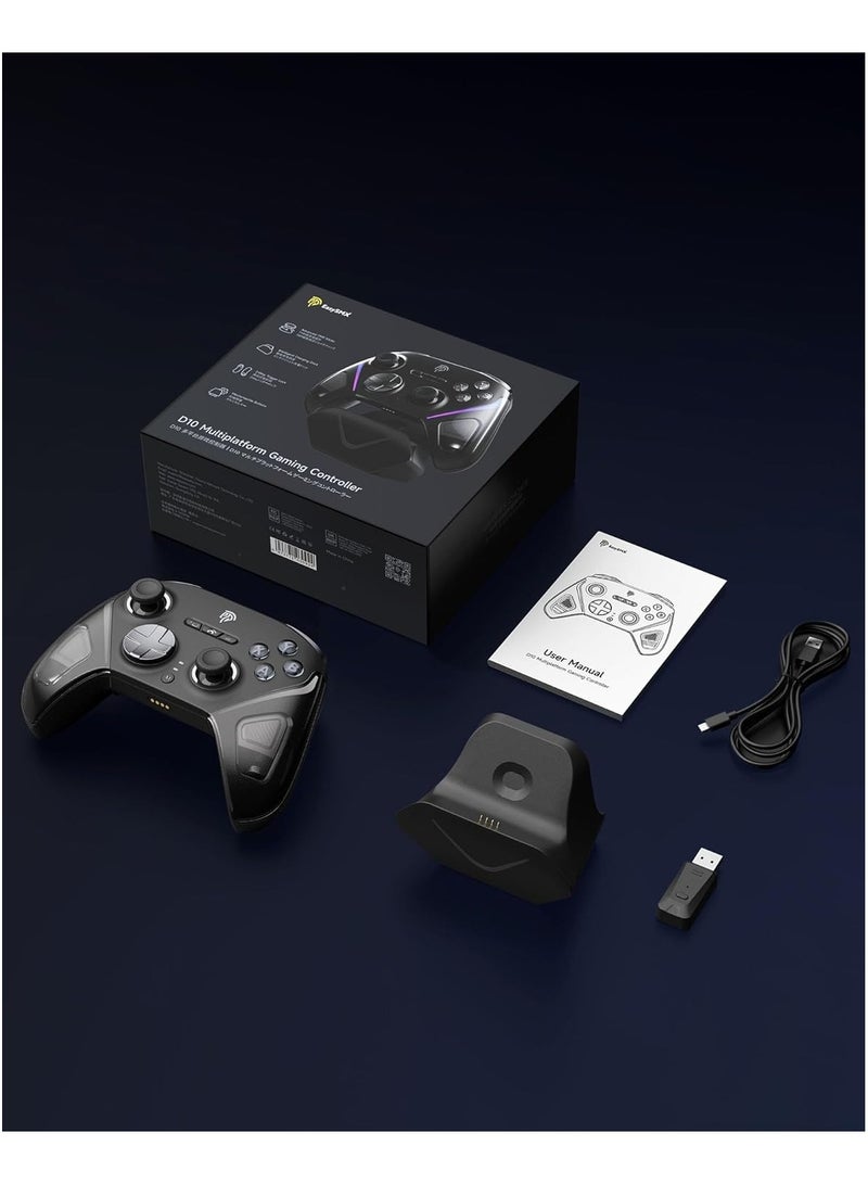 general Professional Gamepad EasySMX D10 Wireless Gaming Controller for PC/Steam/iPhone/Android/Switch with TMR Joysticks Dual-Mode Triggers Mechanical Keys 1000Hz Polling, RGB Lights 1000mAh Battery with Intelligent Charging Dock - Image 4