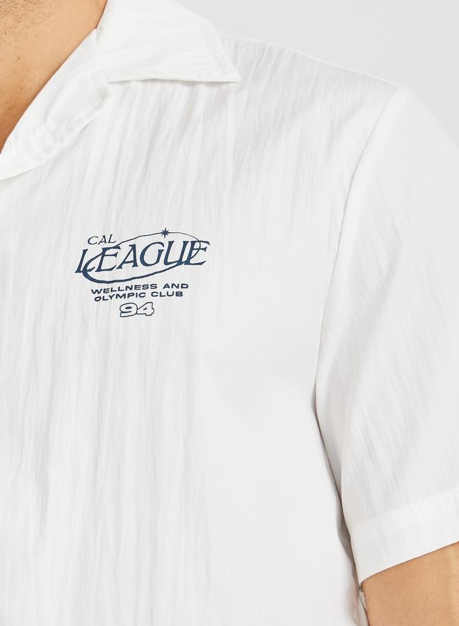 Styli Men White Graphic Print Resort Collar Relaxed Fit Shirt - Image 4