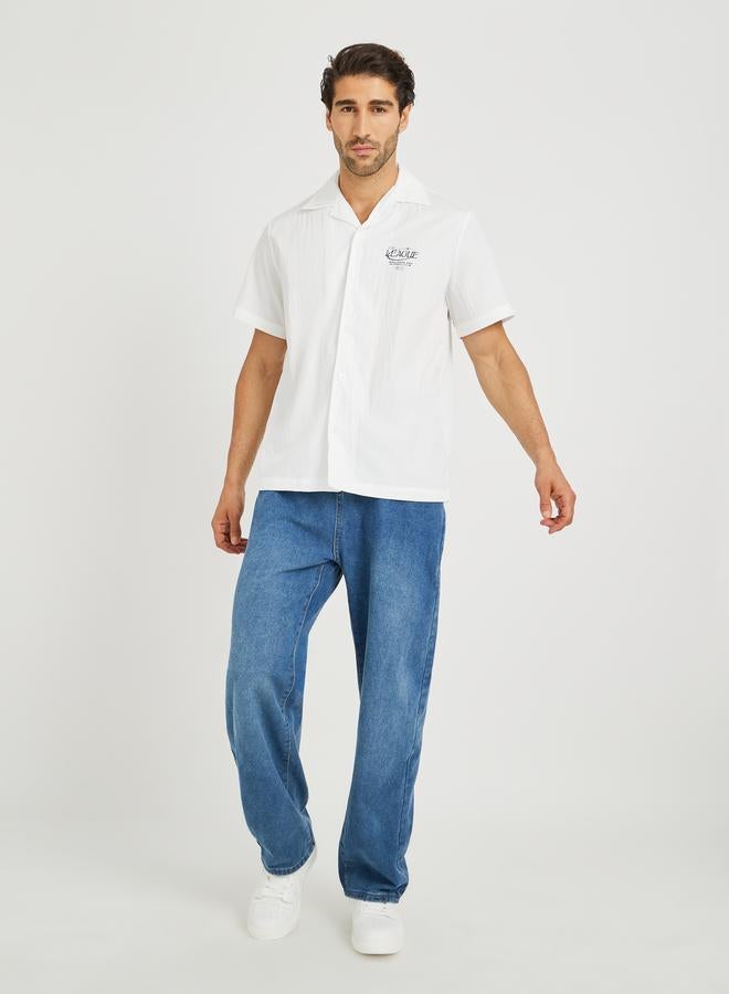 Styli Men White Graphic Print Resort Collar Relaxed Fit Shirt - Image 2