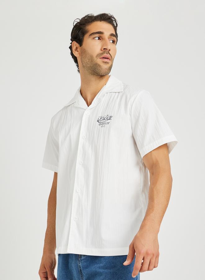 Styli Men White Graphic Print Resort Collar Relaxed Fit Shirt - Image 3