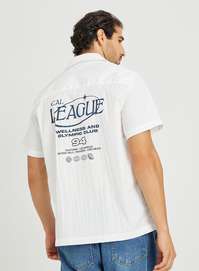 Styli Men White Graphic Print Resort Collar Relaxed Fit Shirt - Image 5