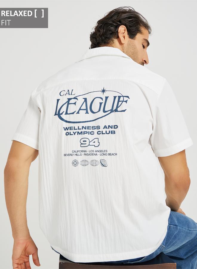 Styli Men White Graphic Print Resort Collar Relaxed Fit Shirt - Image 1