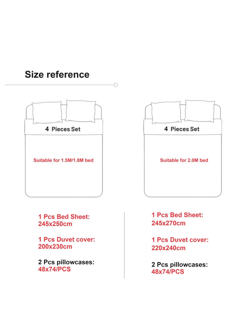 Generic 4-Piece Cotton Comfortable Set Bed Sheet Set Gift Birthday Gift Moving Gift  - Image 2