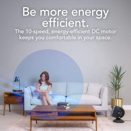 Vornado STRATA™ 8 OmniWave™ Medium Table Fan, Energy Efficient DC Motor, 10 Electric Fan Speeds, Quiet Operation with Oscillation, Powerful Cooling Solution for Bedroom, Home, and Living Room, Black - Image 4