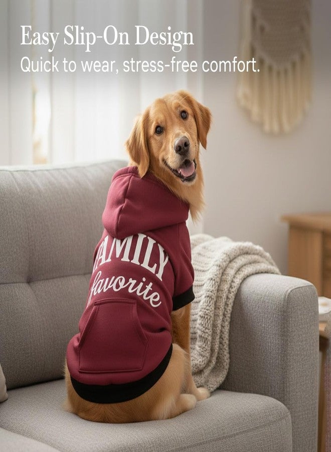 PETS EMPIRE Premium Winter Dog Hoodie | Ultra-Warm Soft Fleece | Family Favourite Design | Maroon | Size: 4XL | Stylish Comfortable Winter Wear for Dogs - Image 3