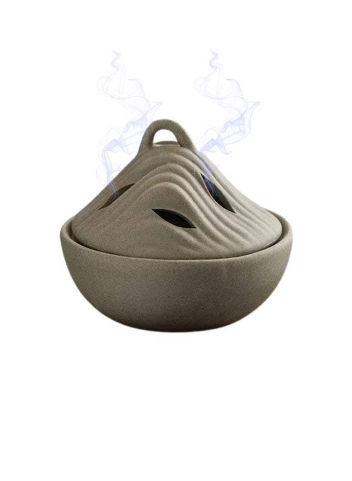 Bamboo Decor | Ceramic Incense Burner -Sandalwood Agalwood Cones Holder -Contemporary Indoor Censer For Boukhor Oud heat protection Layer suitable for Home - Image 1