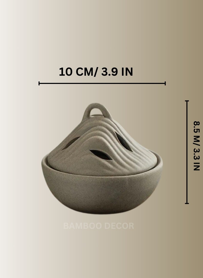 Bamboo Decor | Ceramic Incense Burner -Sandalwood Agalwood Cones Holder -Contemporary Indoor Censer For Boukhor Oud heat protection Layer suitable for Home - Image 2