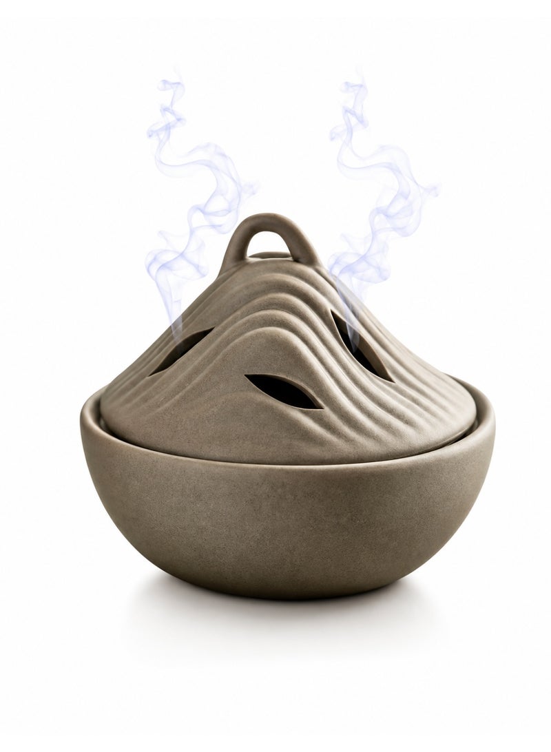 Bamboo Decor | Ceramic Incense Burner -Sandalwood Agalwood Cones Holder -Contemporary Indoor Censer For Boukhor Oud heat protection Layer suitable for Home - Image 1