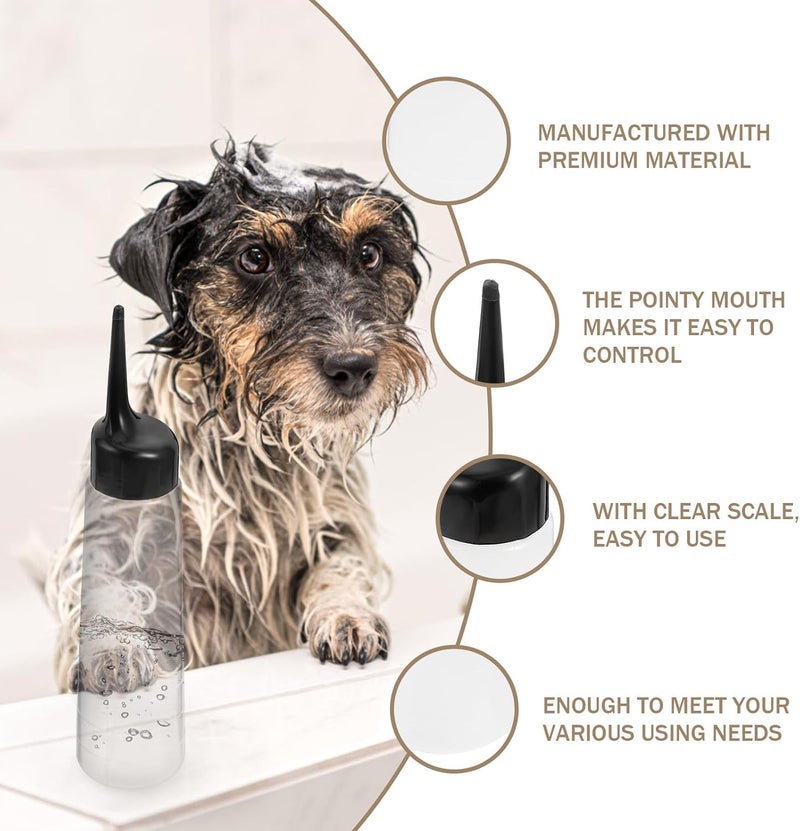 2pcs 250ml Pointed Mouth Plastic Dilution Shampoo Bottles for Pets, Refillable Lotion Dispenser Containers for Cat Bathing and Grooming Supplies - Image 3