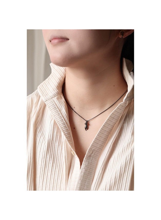 S.Leaf S925 Sterling Silver Cat Necklace Polish Mirror Silver Cat Pendant Collarbone Necklace Cat Gifts For Cat Lovers (03_Black Gold) - Image 5