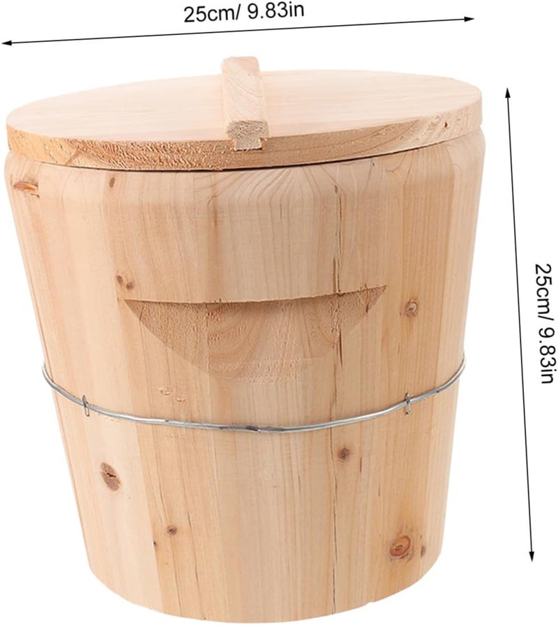 Luxshiny Wooden Towel Warmer Bucket with Lid 25x25x25cm Spa Towel Steaming Barrel Bathroom Sauna Steamer Container Home and Salon Use - Image 2