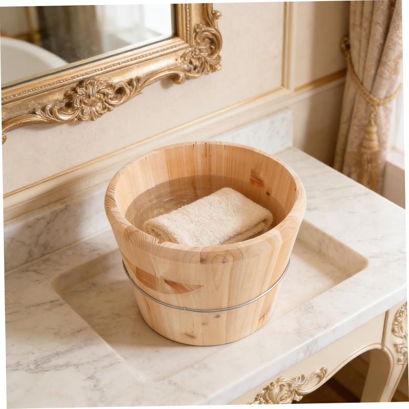 Luxshiny Wooden Towel Warmer Bucket with Lid 25x25x25cm Spa Towel Steaming Barrel Bathroom Sauna Steamer Container Home and Salon Use - Image 5