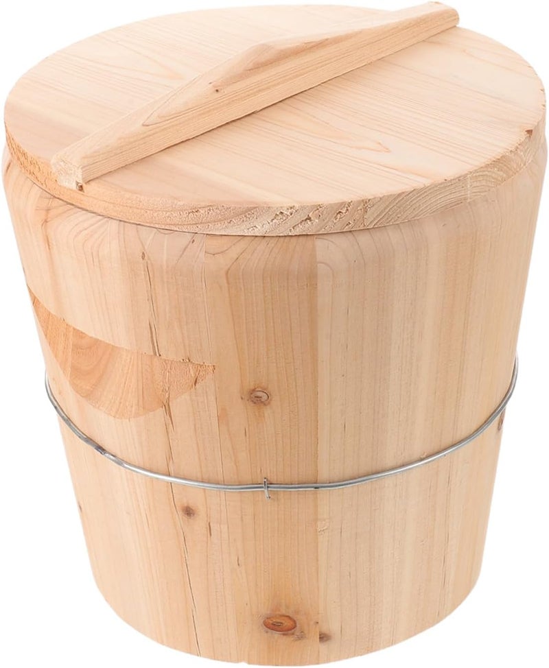 Luxshiny Wooden Towel Warmer Bucket with Lid 25x25x25cm Spa Towel Steaming Barrel Bathroom Sauna Steamer Container Home and Salon Use - Image 1