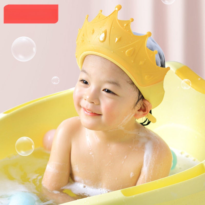 Children's waterproof shampoo cap, adjustable shampoo cap, yellow crown model - Image 2