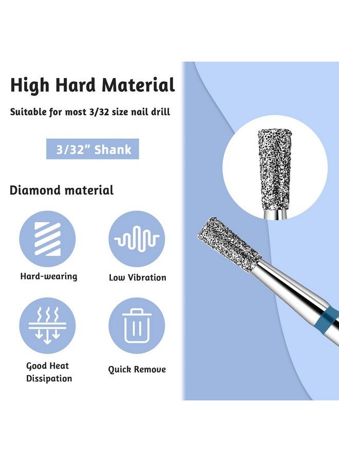 BQAN 2Pcs Nail Drill Bits Diamond Cuticle Removal Bit For Acrylic Nails Manicure Nail Prep And Nail Gel Polish Remover, 3/32" Shank -Silver Flat Conical- - Image 4