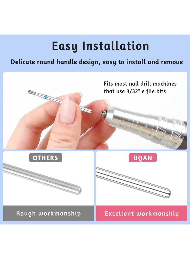 BQAN 2Pcs Nail Drill Bits Diamond Cuticle Removal Bit For Acrylic Nails Manicure Nail Prep And Nail Gel Polish Remover, 3/32" Shank -Silver Flat Conical- - Image 5