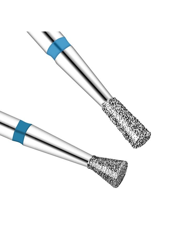 BQAN 2Pcs Nail Drill Bits Diamond Cuticle Removal Bit For Acrylic Nails Manicure Nail Prep And Nail Gel Polish Remover, 3/32" Shank -Silver Flat Conical- - Image 2