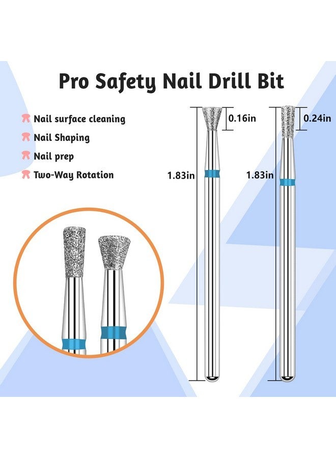 BQAN 2Pcs Nail Drill Bits Diamond Cuticle Removal Bit For Acrylic Nails Manicure Nail Prep And Nail Gel Polish Remover, 3/32" Shank -Silver Flat Conical- - Image 3