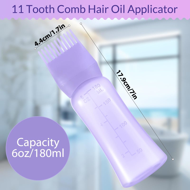 Dymoece Root Comb Applicator Bottle 6 Ounce Hair Oil Applicator for Hair Dye, Hair Oiler Comb Bottle with Graduated Scale - Image 2