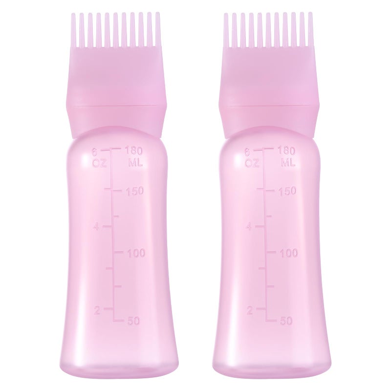 Dymoece Root Comb Applicator Bottle 6 Ounce Hair Oil Applicator for Hair Dye, Hair Oiler Comb Bottle with Graduated Scale - Image 1