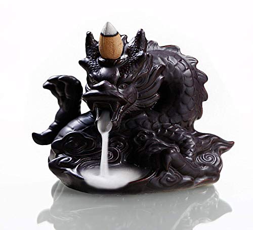 OTOFY Handmade Ceramic Incense Holder, Backflow Incense Burner Figurine Incense Cone Holders Home Decor Gift Decorations Statue Ornaments (Fierce Dragon) - Image 1
