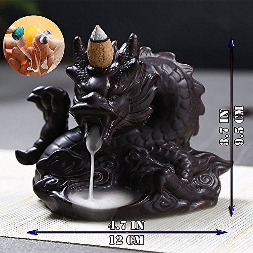 OTOFY Handmade Ceramic Incense Holder, Backflow Incense Burner Figurine Incense Cone Holders Home Decor Gift Decorations Statue Ornaments (Fierce Dragon) - Image 2