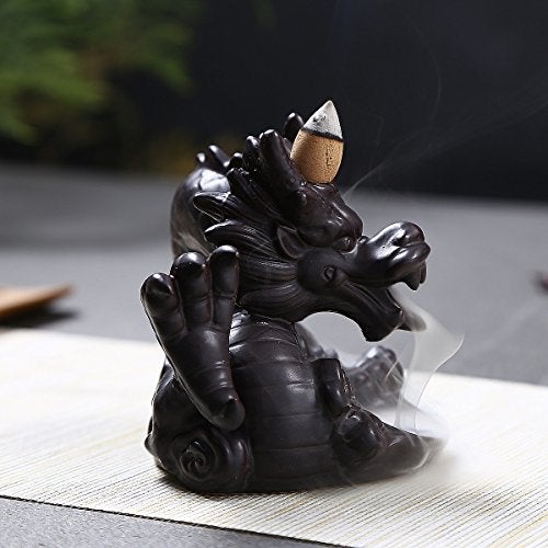OTOFY Handmade Ceramic Incense Holder, Backflow Incense Burner Figurine Incense Cone Holders Home Decor Gift Decorations Statue Ornaments (Fierce Dragon) - Image 5