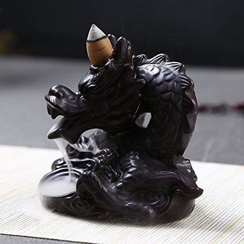 OTOFY Handmade Ceramic Incense Holder, Backflow Incense Burner Figurine Incense Cone Holders Home Decor Gift Decorations Statue Ornaments (Fierce Dragon) - Image 3